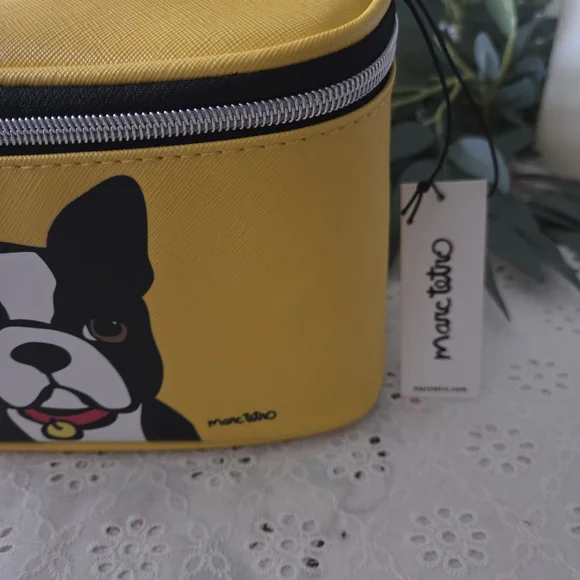 Marc Tetro Yellow Cosmetic Bag with Dog Design - Picture 3 of 4